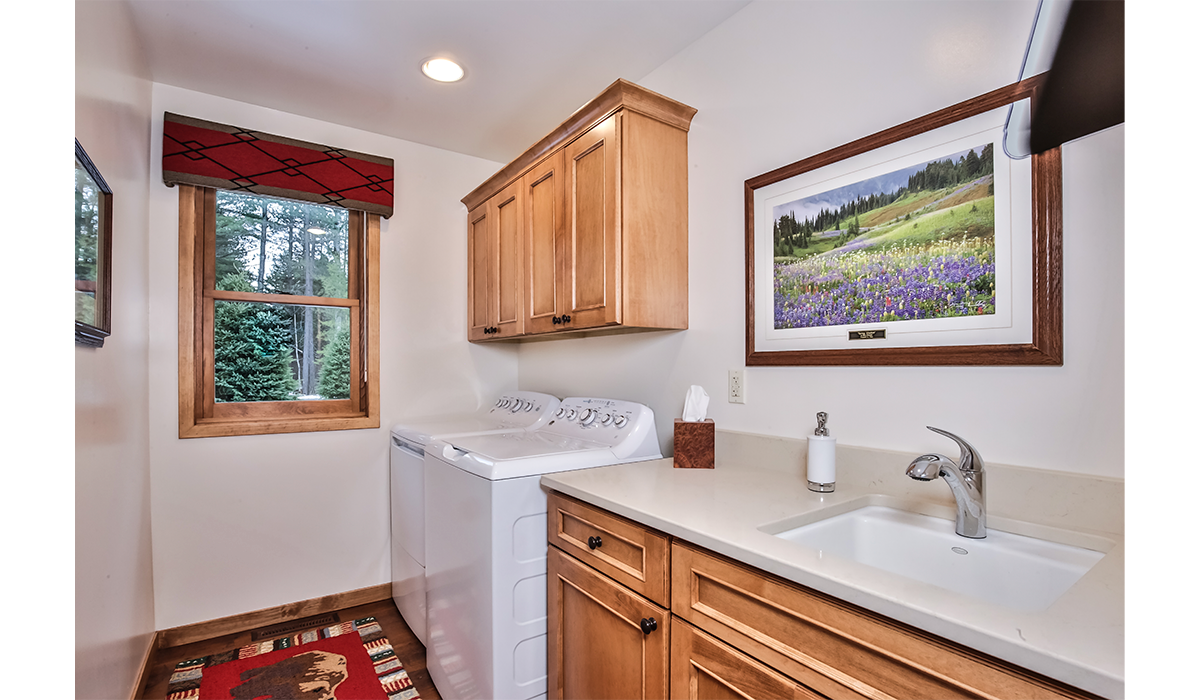 Convenient laundry room allows guests to pack lighter.