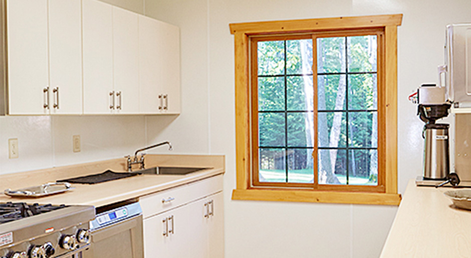 Full commercial kitchen.